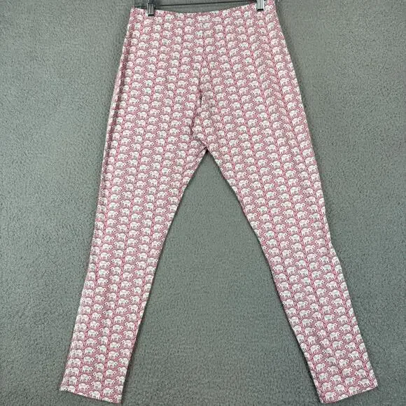 Roller Rabbit Pajama Set Top XS Pant SMALL Pink Elephant Novelty AOP Pima Cotton - Picture 10 of 13